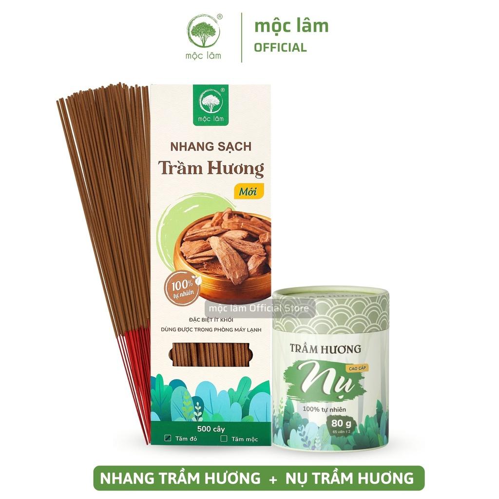 Nhang Trầm Hương 29cm 500cây và Nụ Trầm Hương 80g 65viên - Mộc Lâm