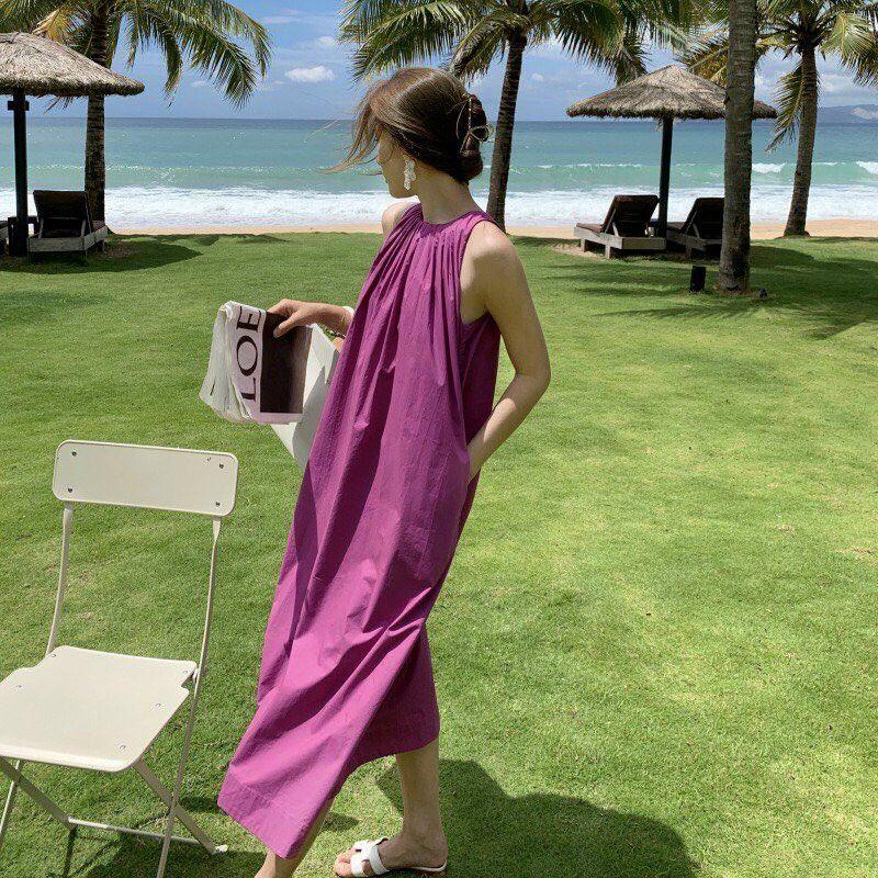 ĐẦM SUÔNG FORM RỘNG CỔ XẾP LI
