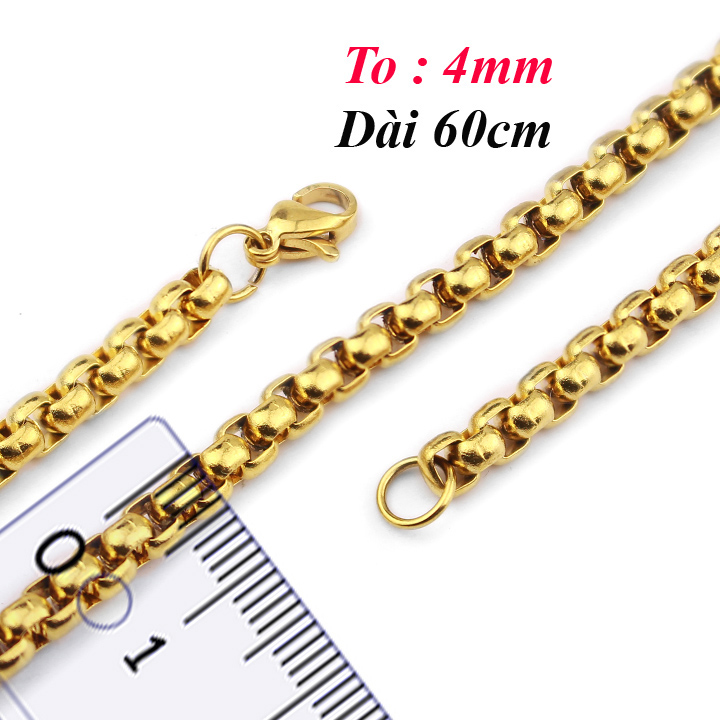 Dây chuyền kiểu bông dừa khít 4li ver1  MDC039V Không đen không gỉ sét