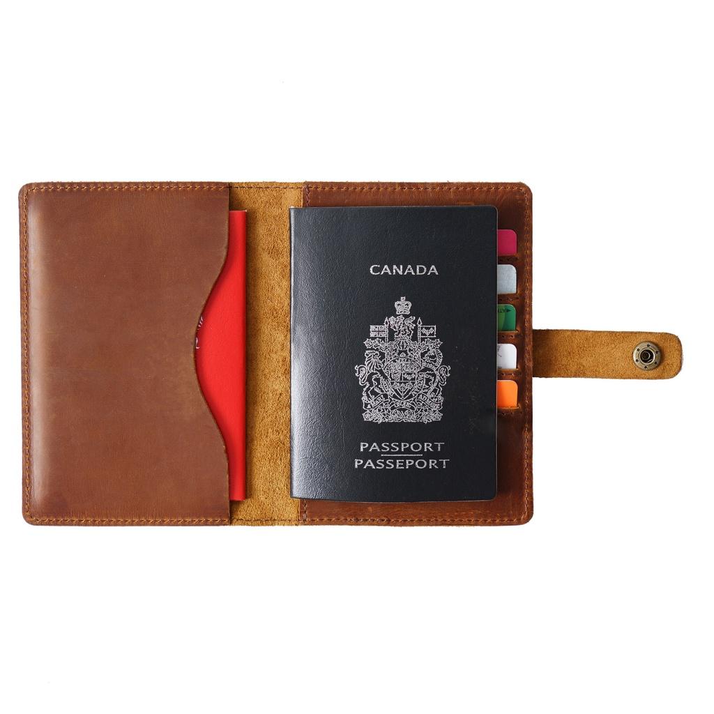 Bao da đựng passport, ví đựng hộ chiếu, kẹp hộ chiếu da bò handmade PP2 - Rockcow