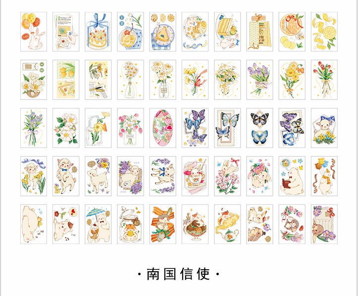 Cuốn 50 giấy dán sticker Hoạ tiết cổ trang trí sổ tay M877