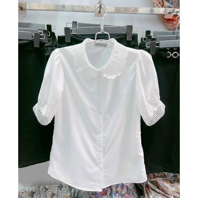 Áo sơ mi trắng cổ ren sang chảnh