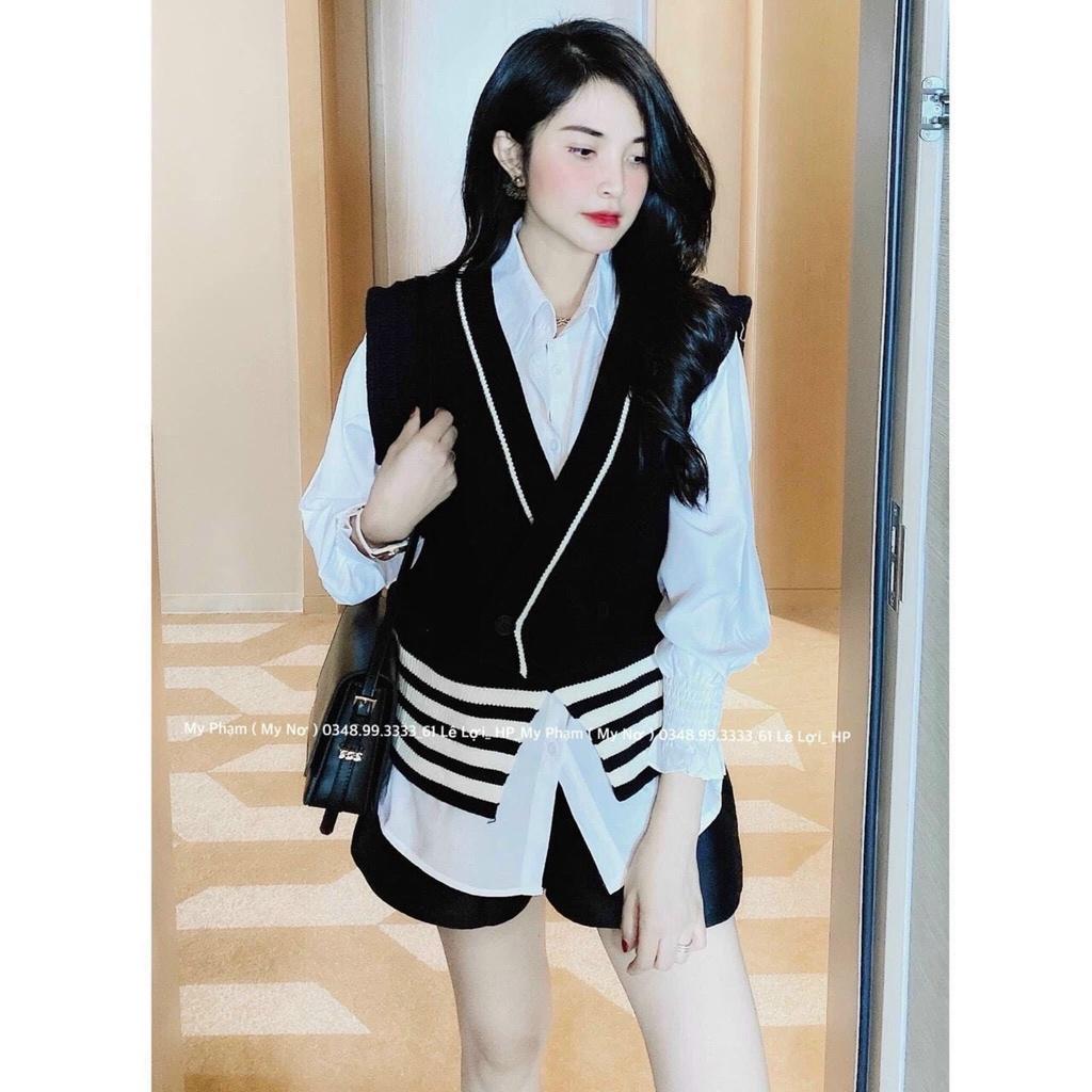 Áo Len lông gile khuy lệch trơn