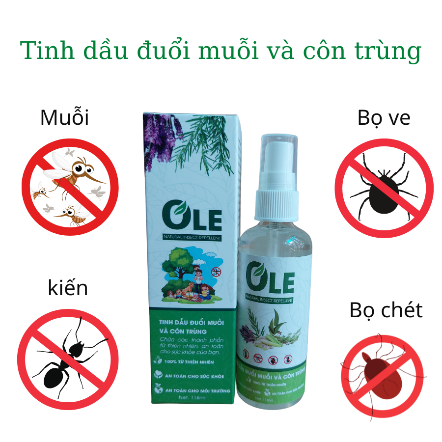 Tinh dầu đuổi muỗi,kiến, bọ ve,bọ chét và các loại côn trùng khác dạng xịt,118ml