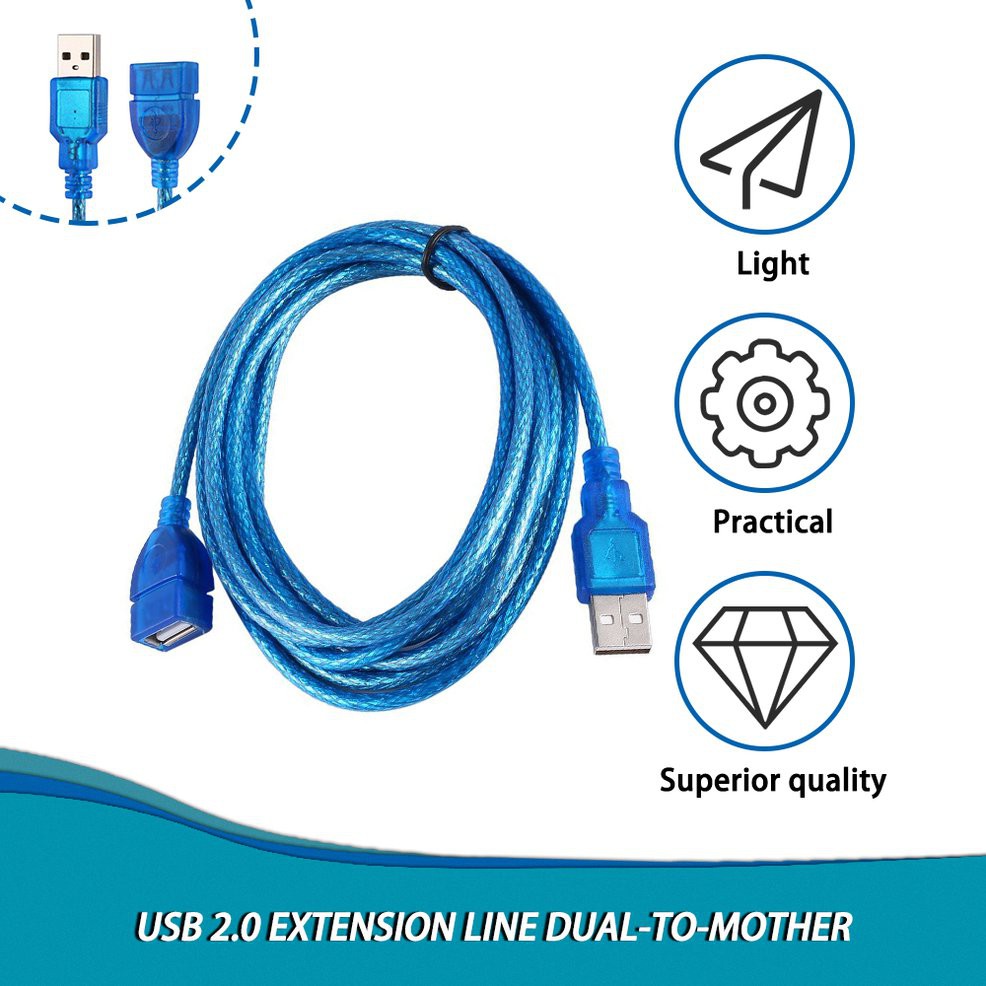 Dây nối dài usb 1.5m, 3m, 5m, 10m 2.0 màu xanh chống nhiễu ,hàng chất lượng