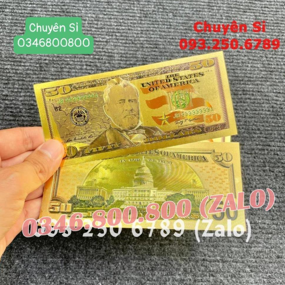 Tờ Tiền Kỉ Niệm 50 Đô Plastic  Mạ Vàng Lì Xì Tết May Mắn