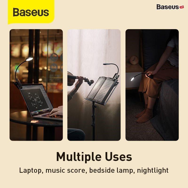 Đèn đọc sách mini, pin sạc tiện dụng Baseus Comfort Reading Mini Clip Lamp ( Dịu mắt, chân kẹp, 3 mức sáng, 350mAh, 24h