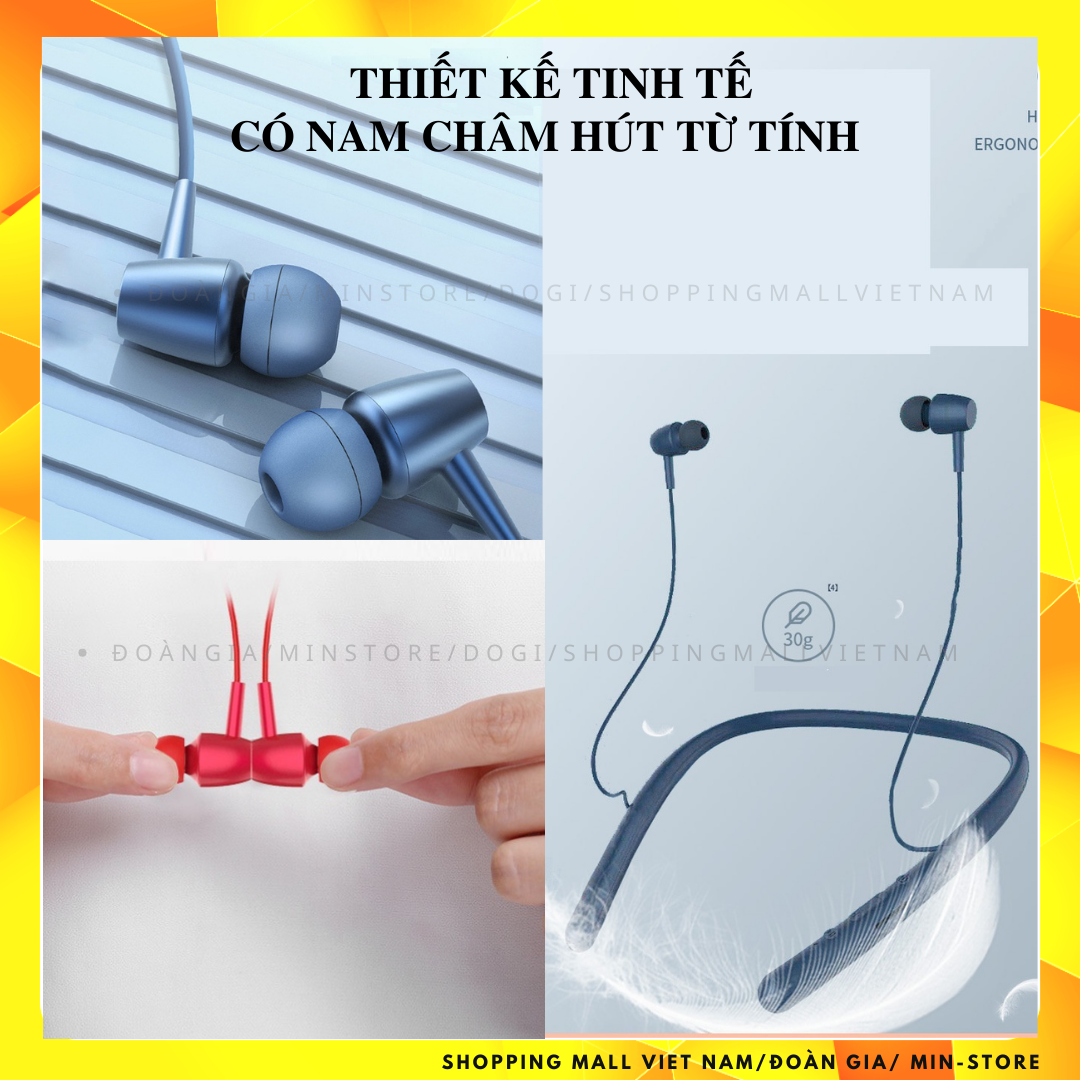 Tai nghe bluetooth không dây treo cổ DOGITEK F90 pin dung lượng cao , âm thanh nổi kèm từ tính,  siêu bass, kiểu dáng thể thao