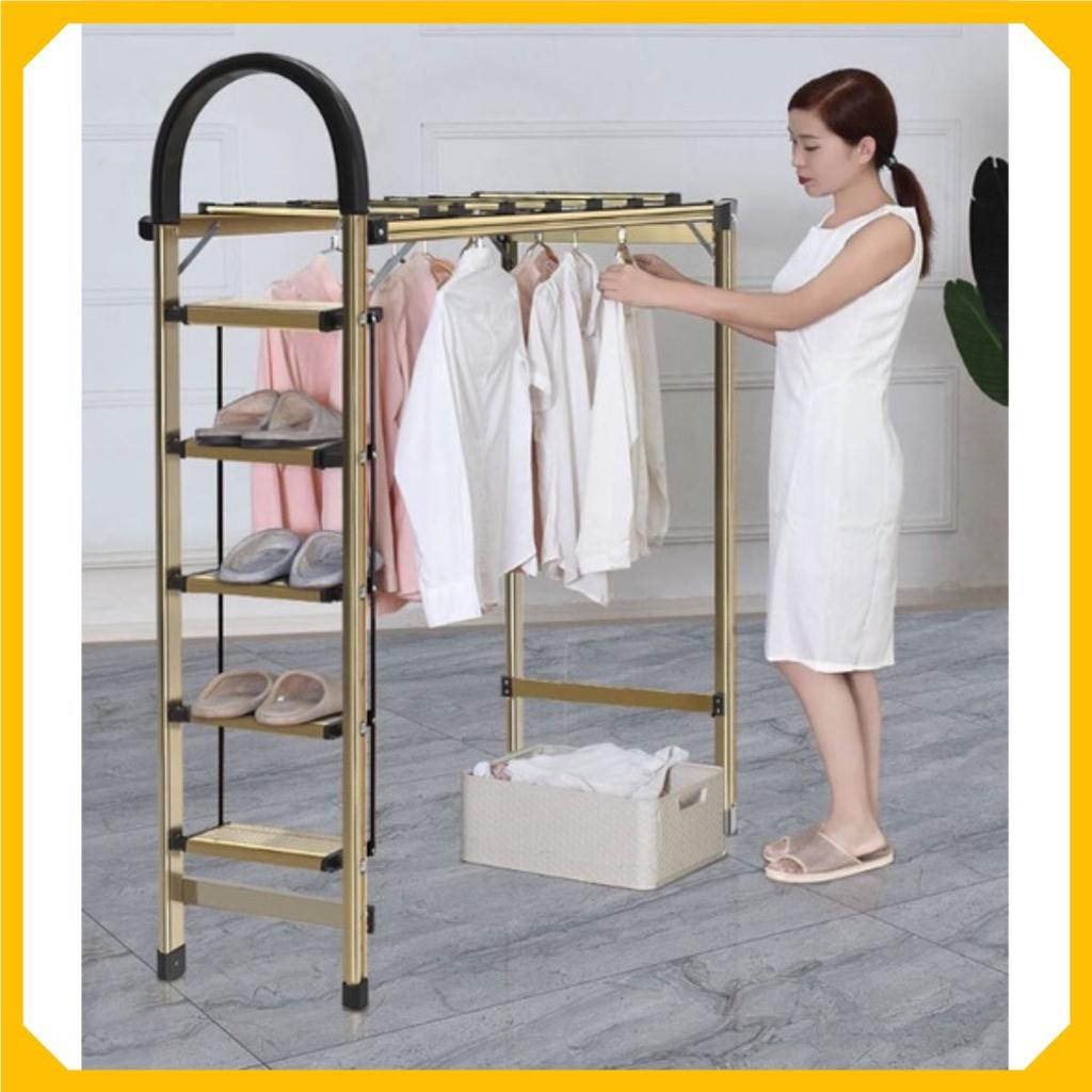 Thang Kiêm Giàn Phơi Quần Áo Drying Ladder Hợp Kim Nhôm - màu Bạc