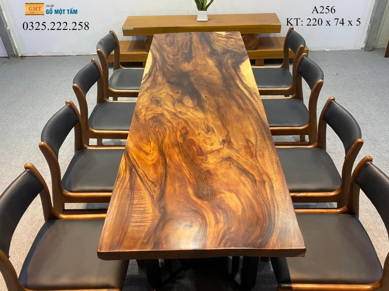 Bàn Làm Việc Gỗ Me Tây, Bàn Ăn Gỗ Me Tây, Bàn Gỗ Me Tây Nguyên Tấm Dài 2,2m Rộng 74cm Dày 5cm