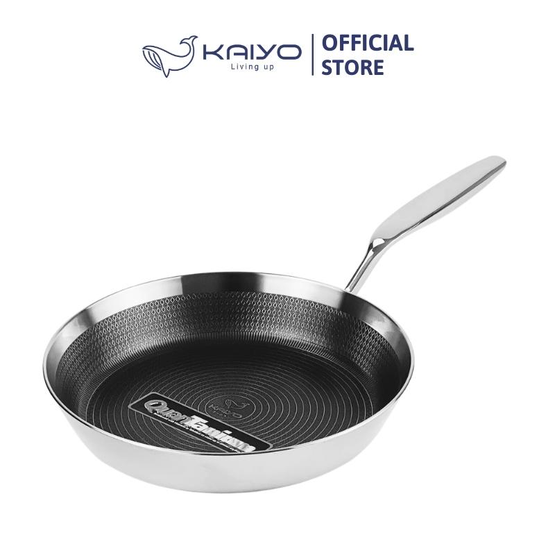 Chảo inox chống dính hoa văn nổi thân đáy liền 3 lớp tri-ply Kaiyo, size 24cm