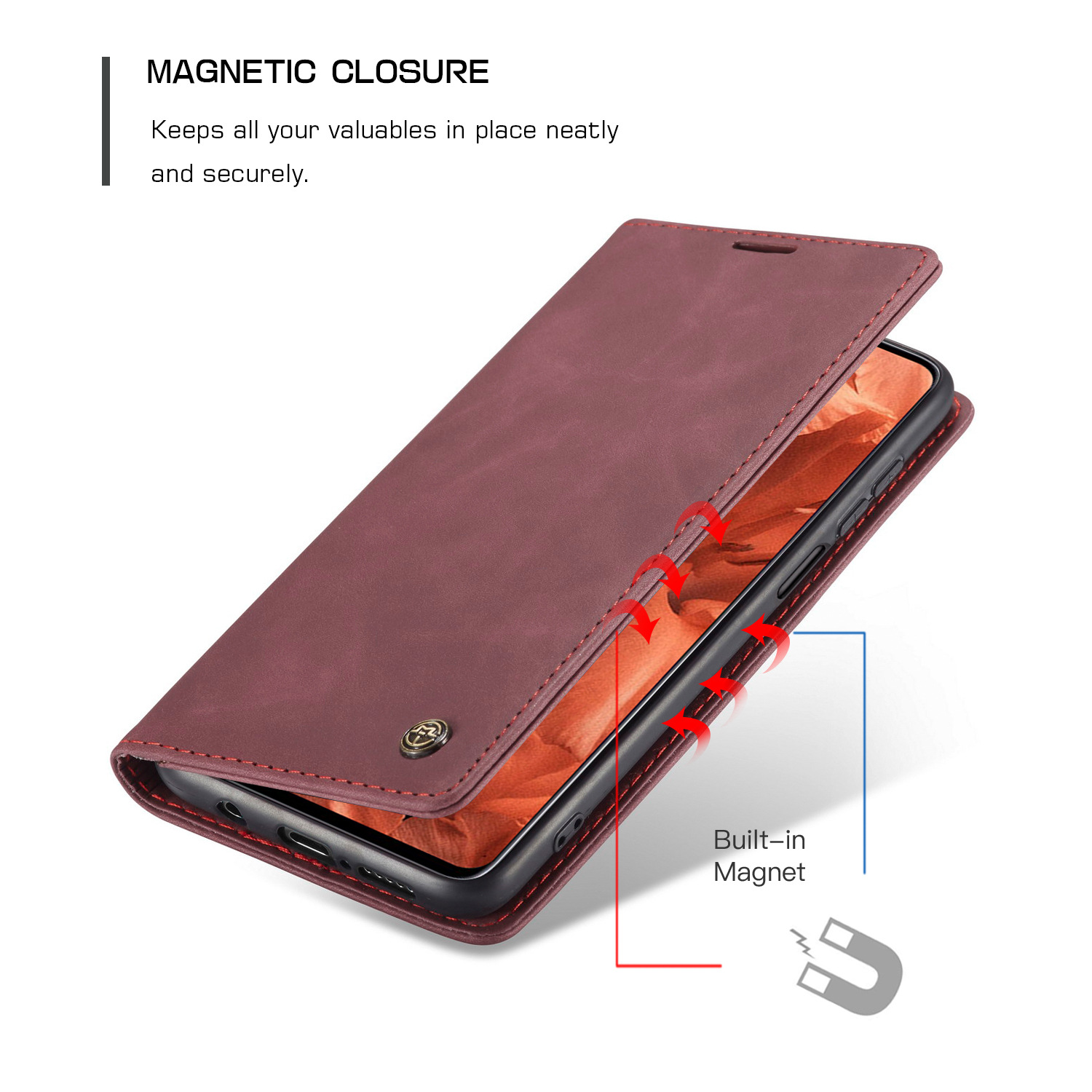 Bao da thật dạng ví cho Xiaomi Redmi Note 9 Pro Max Chính Hãng Caseme có ngăn đựng thẻ - Hàng Nhập Khẩu