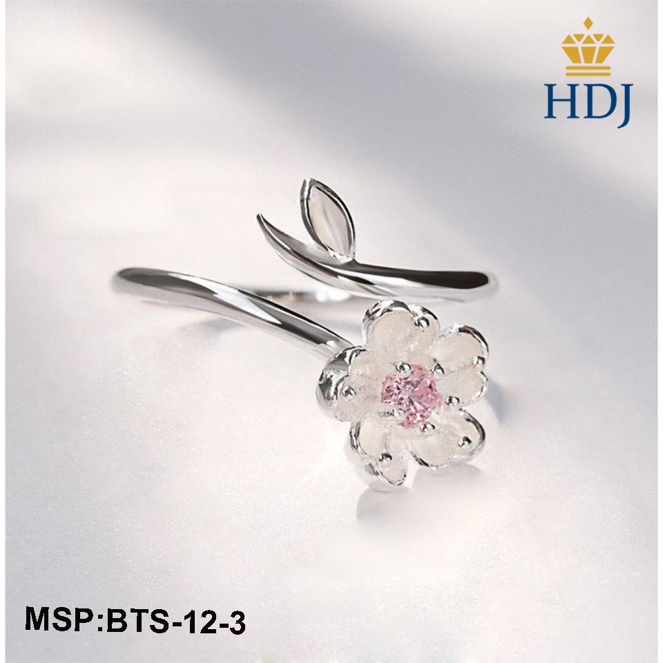 Bộ Dây chuyền, Lắc tay, Nhẫn và Bông tai bạc Ý 925 Hình Hoa anh đào đính đá sang trọng trang sức cao cấp HDJ mã BTS-12-3