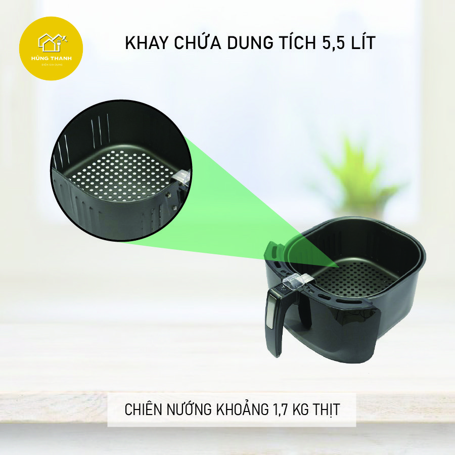 [HÀNG CHÍNH HÃNG] Nồi Chiên Không Dầu Chuẩn Korichi KRC-6155 Dung Tích 5.5 lít , Công Suất 1800W