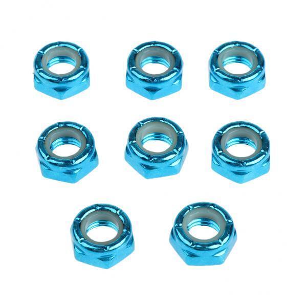 3x8pcs Skateboard Truck Wheel Axle Screw Nuts Longboard Accessories Blue