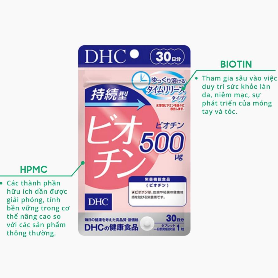 Viên uống DHC Biotin Nhật Bản ngăn rụng tóc và kích thích mọc tóc gói 30 ngày