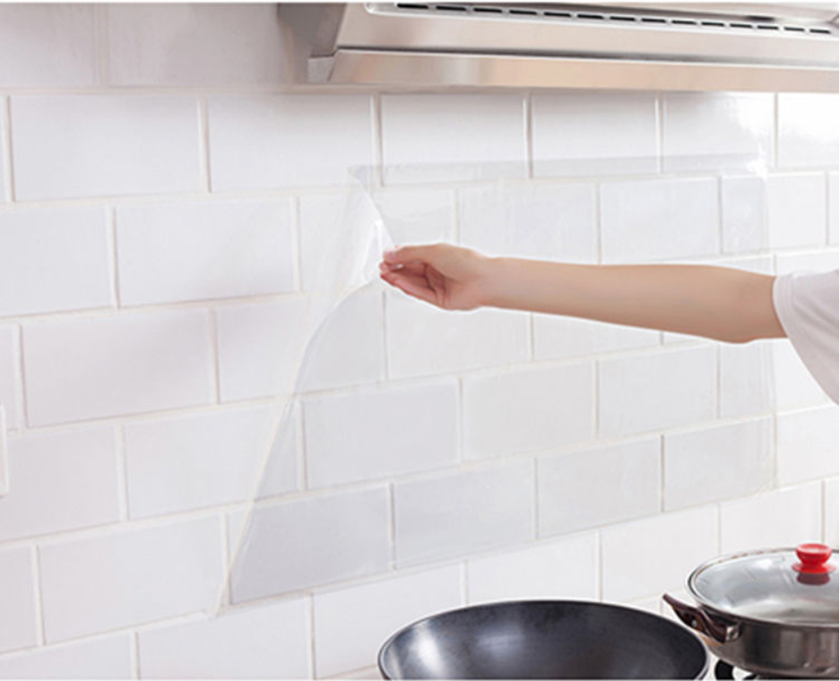 Miếng Giấy Dán Tường Nhà Bếp Cách Nhiệt Chống Dầu Mỡ, Chịu Nhiệt Trong Suốt 45x70cm
