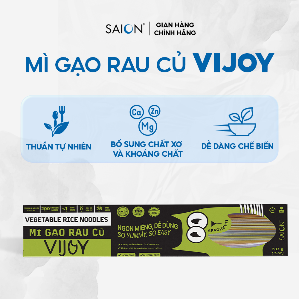 Mì Gạo Rau Củ Spaghetti VIJOY Thuần nhiên Tiện lợi Hộp 283g