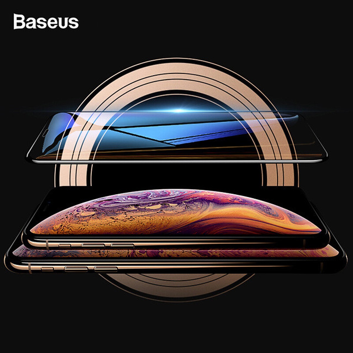 Bộ 2 Miếng dán kính cường lực Full 3D cho iPhone 11 Pro Max / iPhone Xs Max hiệu Baseus bảo vệ màng loa chống bụi - Hàng nhập khẩu