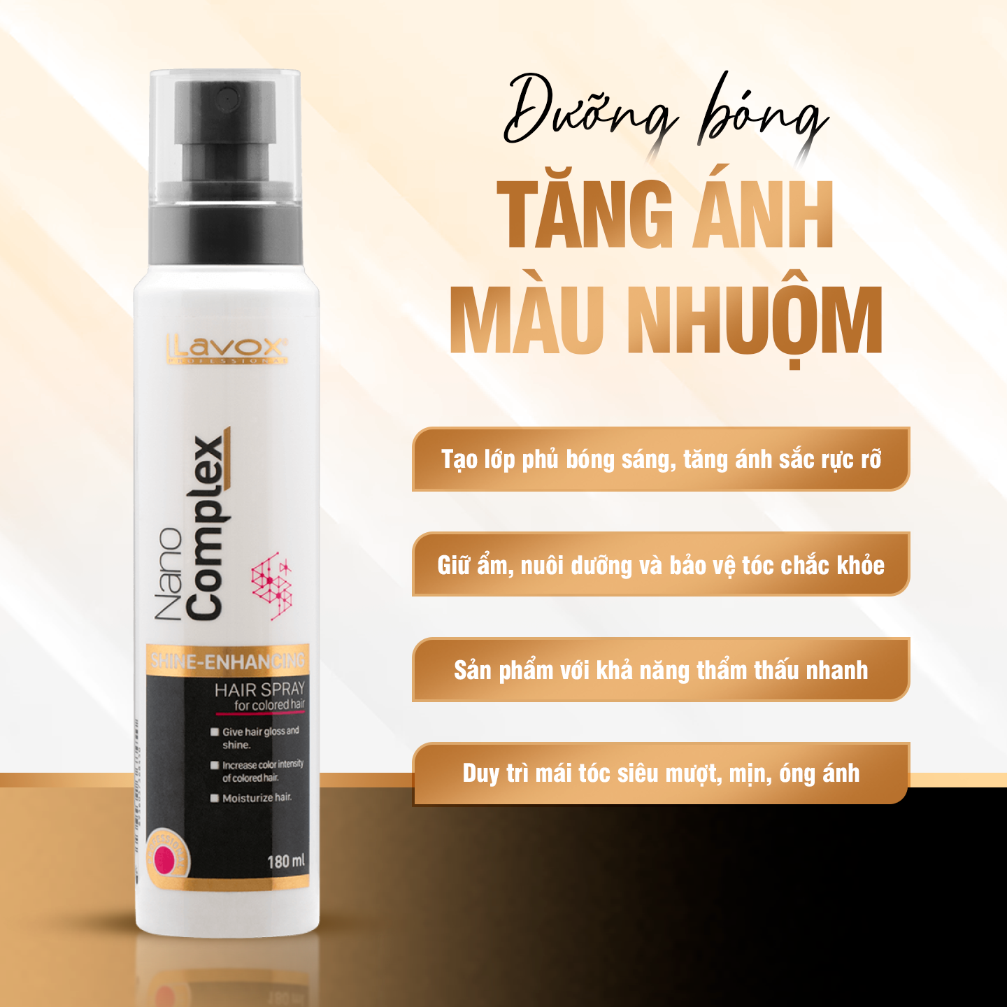 Dưỡng Bóng Tăng Ánh Màu Nhuộm Lavox 180ml