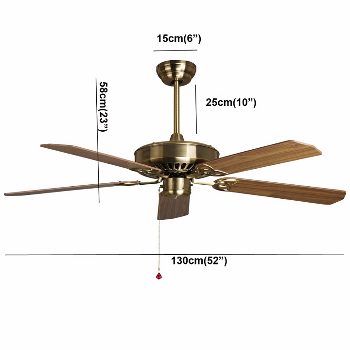 Quạt trần cánh gỗ phong cách cổ điển