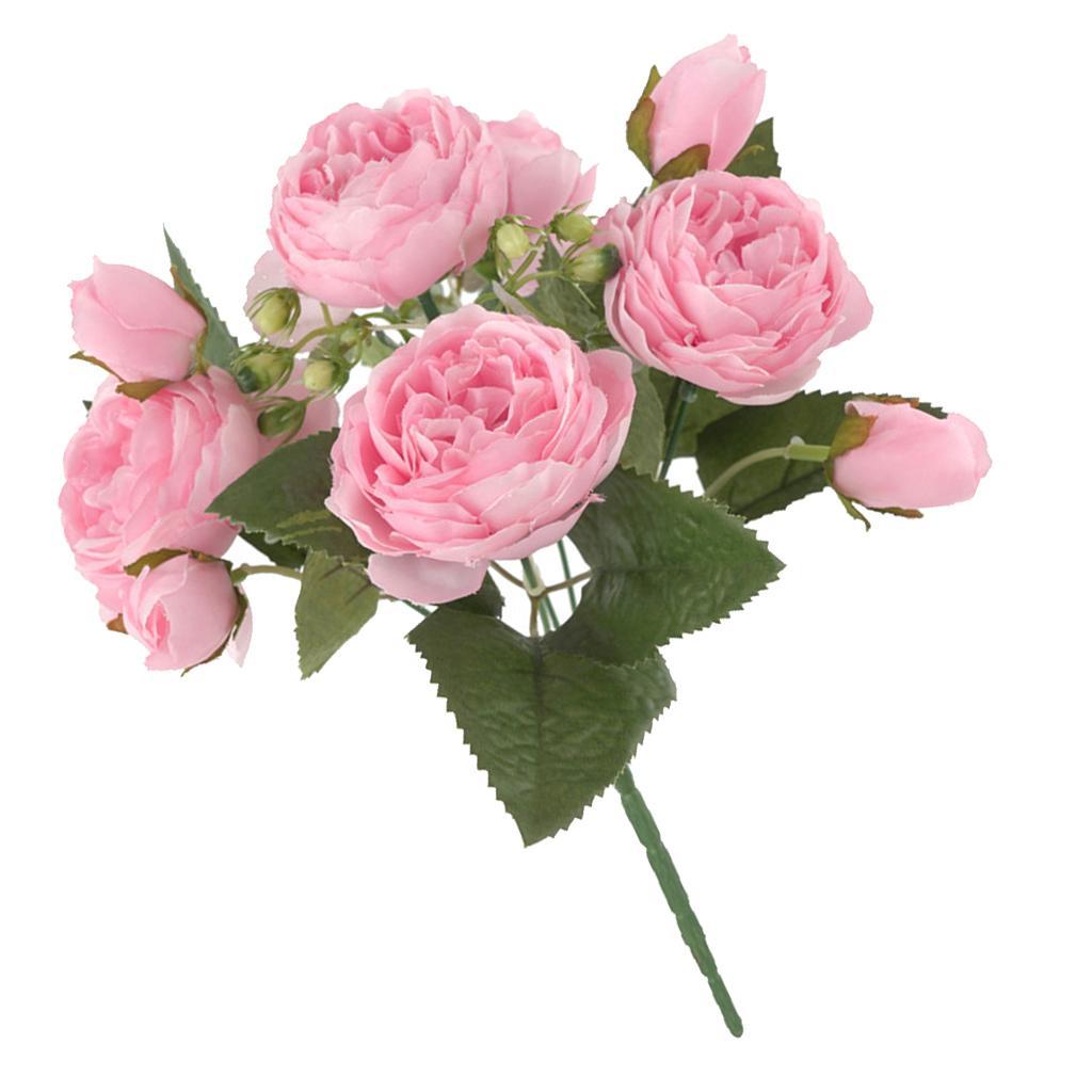 2X Artificial Silk Peony Bridal Bouquets for Wedding Home Decoration Pink