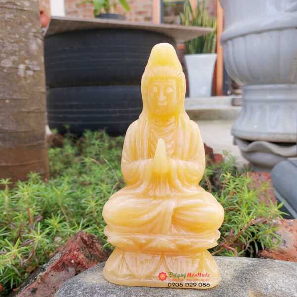 Tượng bồ tát đá ngọc hoàng long 15cm - đá Non Nước