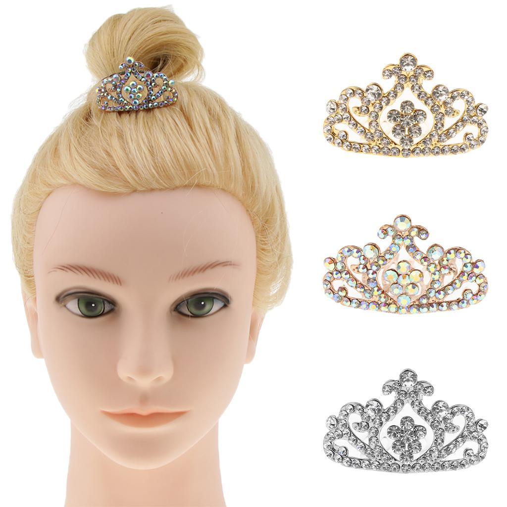 Girls Princess Tiara Crown with Comb Kids Hair Accessories Gold