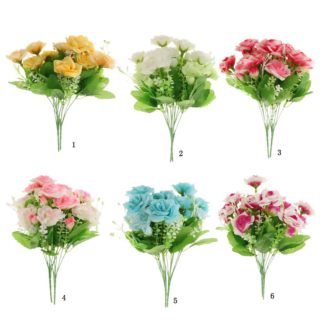 2 Piece Artificial Silk Rose Flower Bouquet Plant Wedding Decor