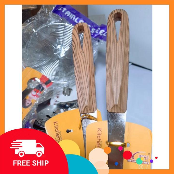Chao, vợt ăn lẩu vớt thức ăn inox cán gỗ hàng dày cao cấp GDTA