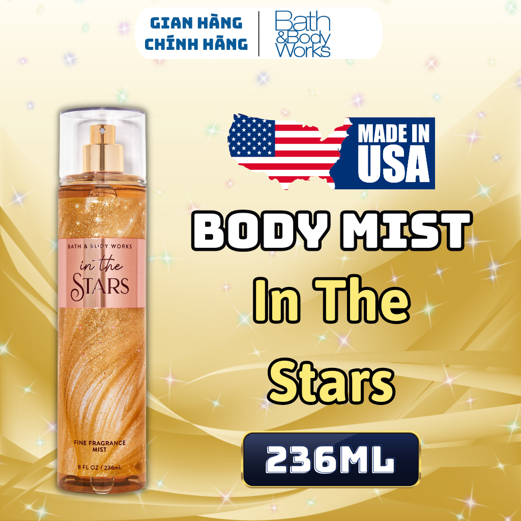 Hình ảnh Body Mist Bath And Body Works Nam Nữ Chính Hãng In The Stars, Xịt Thơm Body Toàn Thân Hương Nước Hoa 236ml