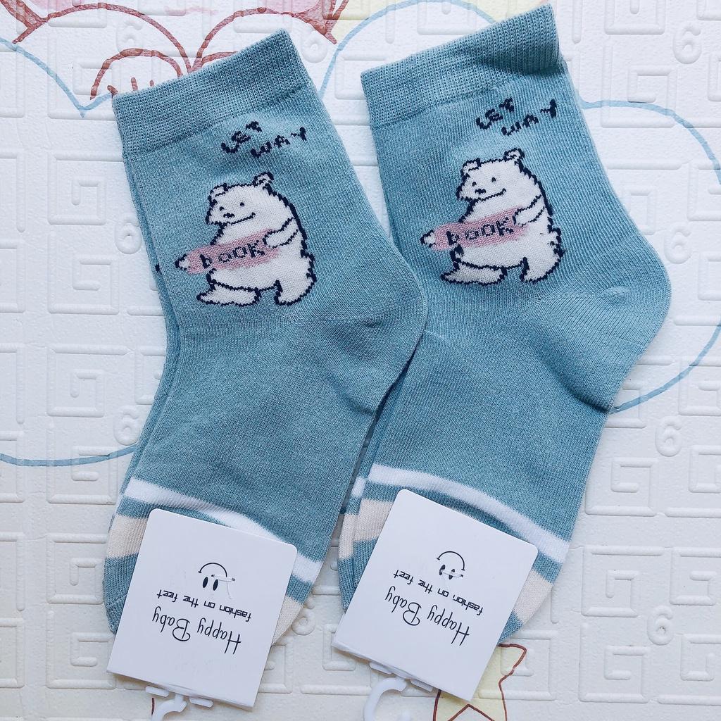 Tất trẻ em cổ thấp, Set 5 đôi tất trẻ em chất liệu cotton, Happy Baby Book mềm mại thoáng khí cho bé từ 1-4 tuổi