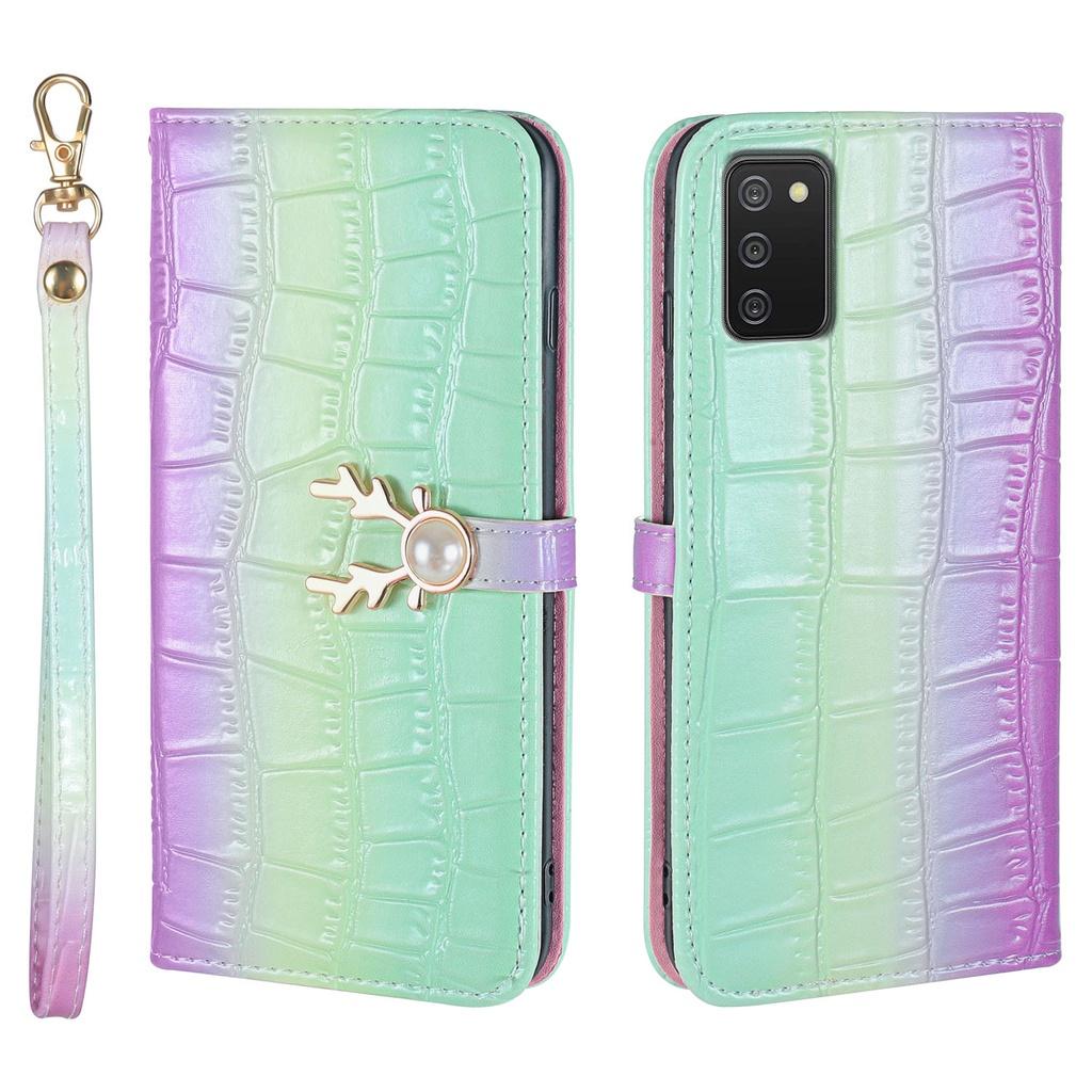 Bao da PU hình ví đựng thẻ có khóa màu gradient cho Samsung Galaxy A03S A10 A21S A31 A40 A41 A50 A70 A51 A71