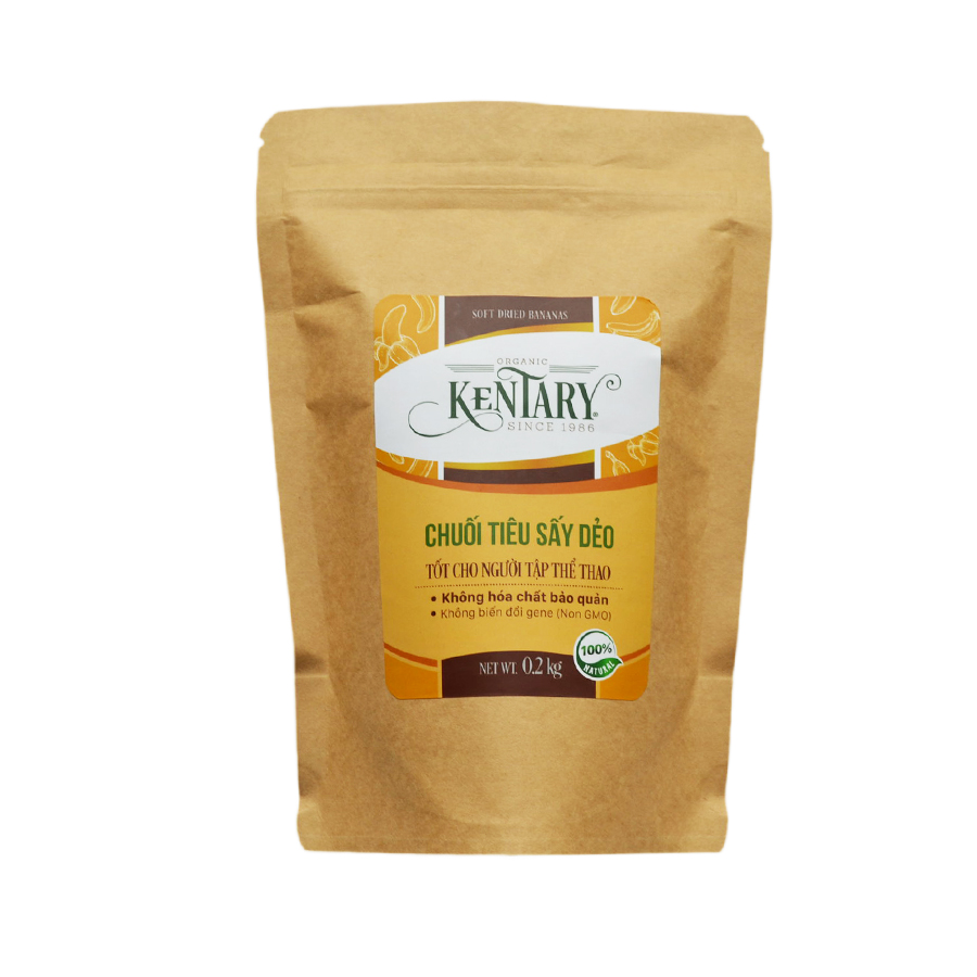 Chuối tiêu sấy dẻo không đường Kentary 200 gram, vị ngọt đậm đà - Ngừa thiếu máu và táo bón, tốt cho sức khỏe thai nhi - Trái cây sấy không đường, không GMO/Gluten/chất bảo quản