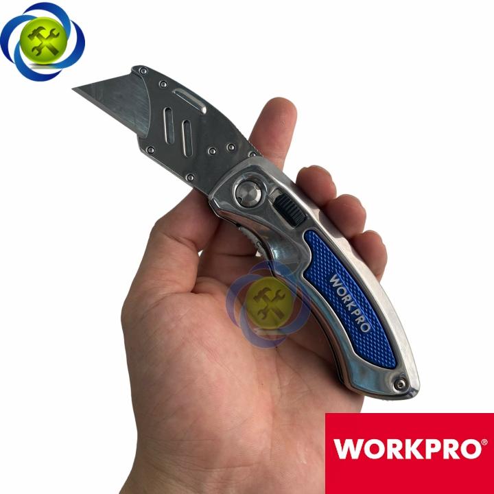 Dao rọc cáp Workpro W011010 loại xếp thay lưỡi nhanh- thân kim loại