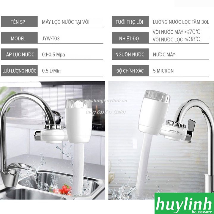 Thiết bị máy lọc nước tại vòi Joyoung JYW-T03 - Lọc nước máy - Lõi lọc 5 cấp - Hàng chính hãng