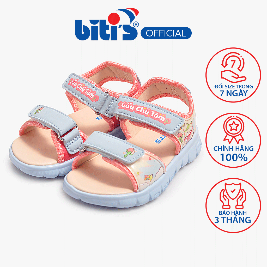 Sandal thông dụng đế Eva phun GẤU CHÚ TÂM Biti's Bé gái BEG003000XDL (Xanh dương lợt)