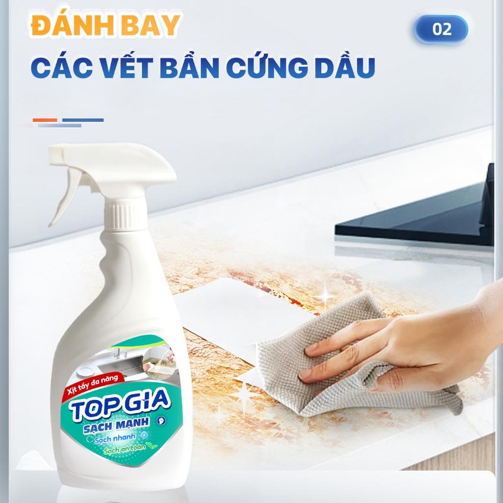 Combo 3 chai xịt tẩy đa năng TOPGIA 500ml: làm sạch vết bẩn, khử mùi, kháng khuẩn hiệu quả