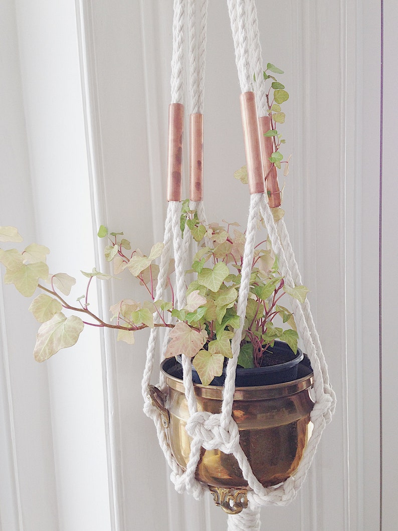 Dây macrame treo trang trí chậu cây cảnh phói nút đồng đỏ