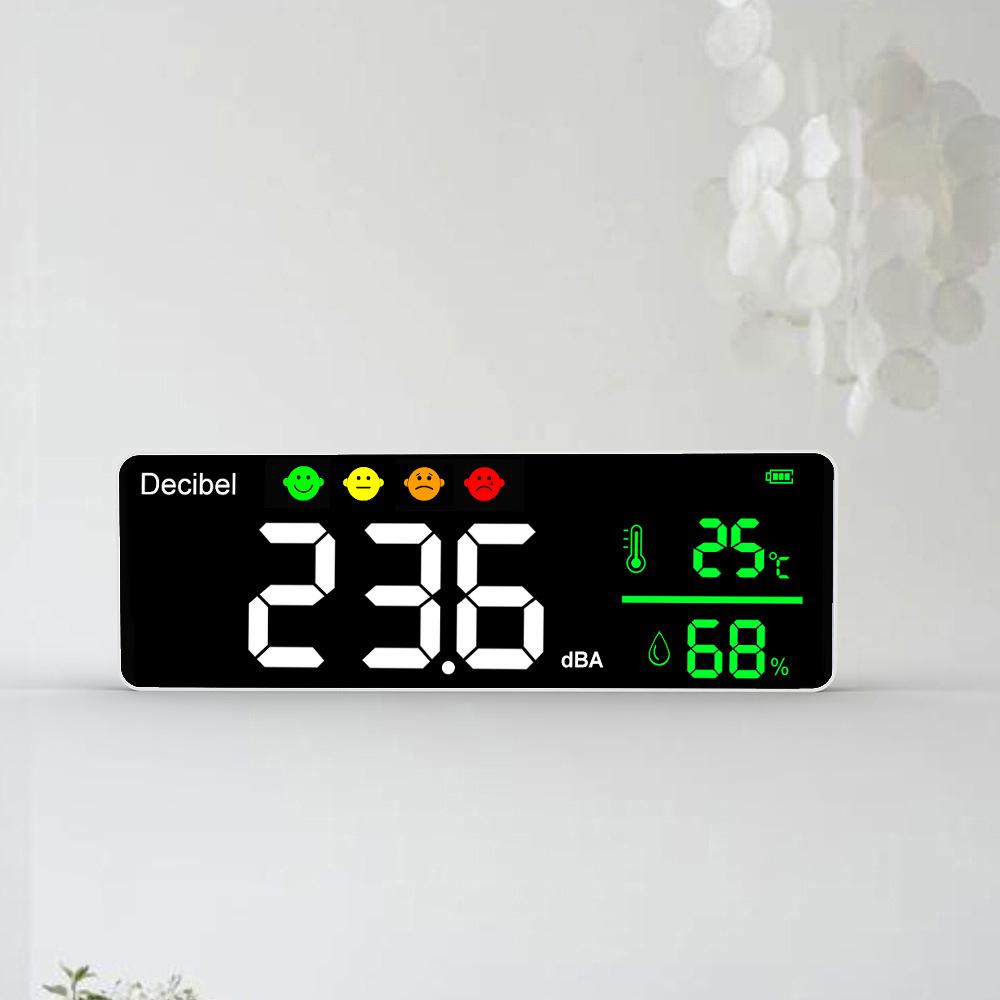 Noise Measuring Instrument Digital Decibel Sound Meter Temperature Meter Humidity Meter 3-in-1 Detector Indoor Wall Mounted Large Screen Tester