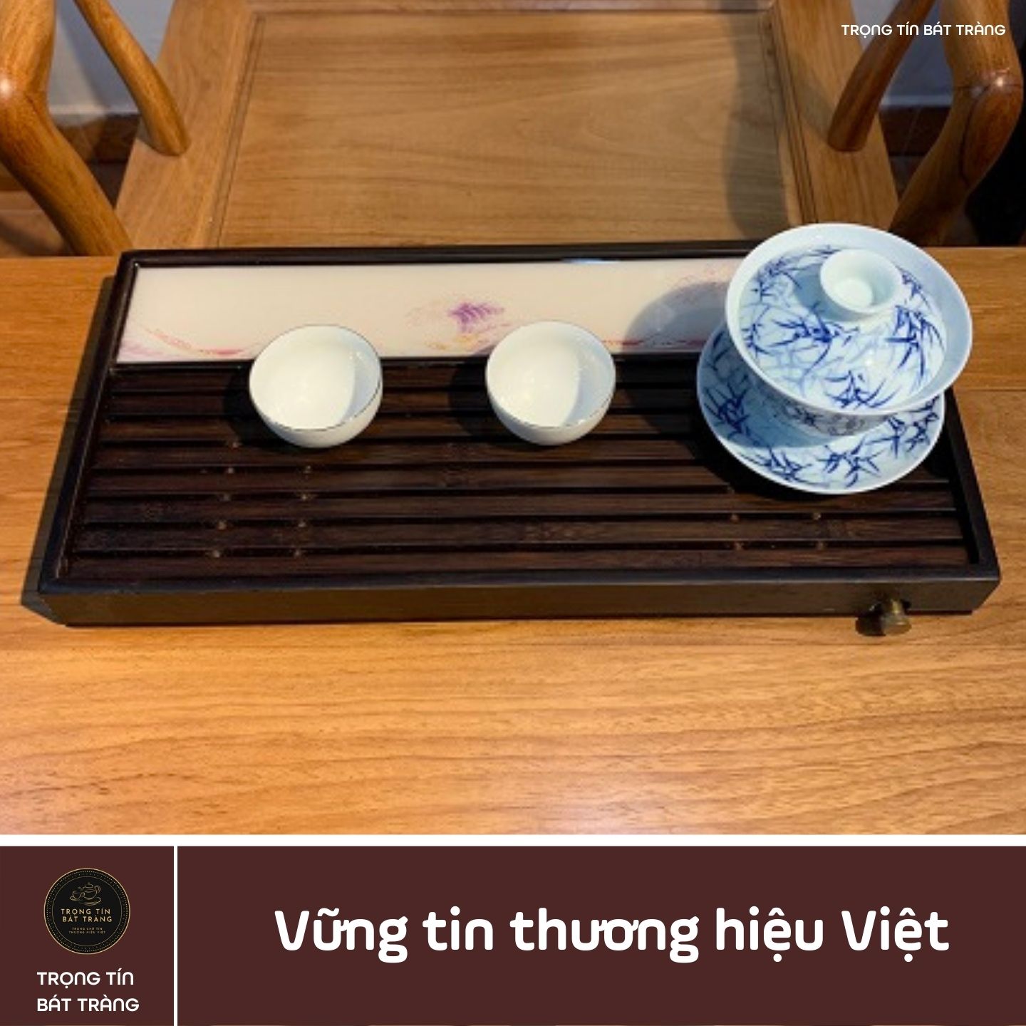 Khay Trà Tre Cao Cấp Sơn Thuỷ Chữ Nhật Lớn Kích Thước 40*19*3.8 KT 41