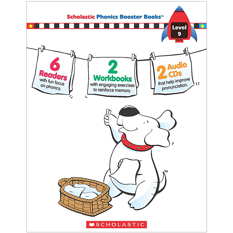 [Hàng thanh lý miễn đổi trả] Scholastic Phonics Booster Books : Box Set Level 9 (Include 6 Books, 2 Workbooks and 2 Audio CDs)