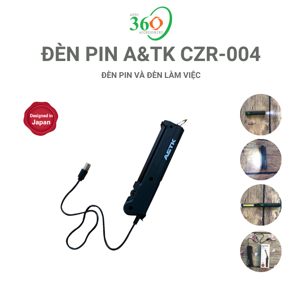 Đèn Pin Siêu Sáng A&amp;TK CZR-004  Với 2 Chức Năng Đèn Pin Và Đèn Làm Việc