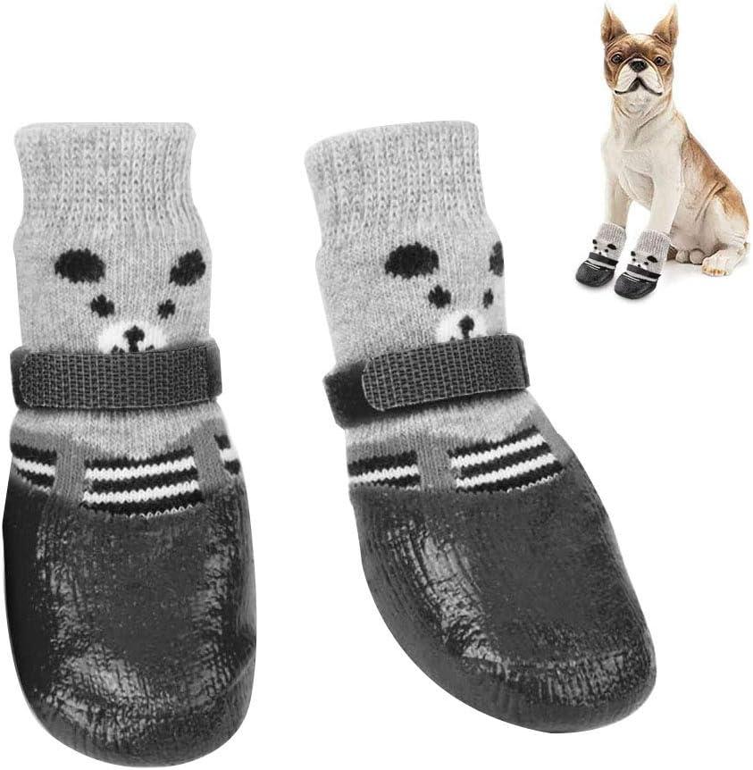 2 Đôi Bảo Vệ Chân, Giày Cho Chó Chống Thấm Nước, Ủng Bảo Vệ Cho Chó, Vớ Cho Chó Có Thể Điều Chỉnh Chống Trượt Bằng Bông Màu Đen,