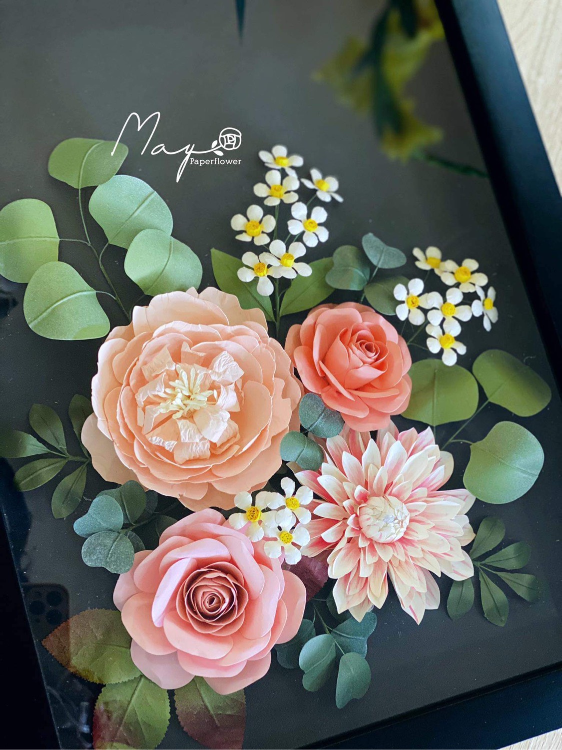 Tranh hoa giấy handmade trang trí cao cấp SNAPSHOT Secret Garden 30x40cm - Maypaperflower Hoa giấy nghệ thuật