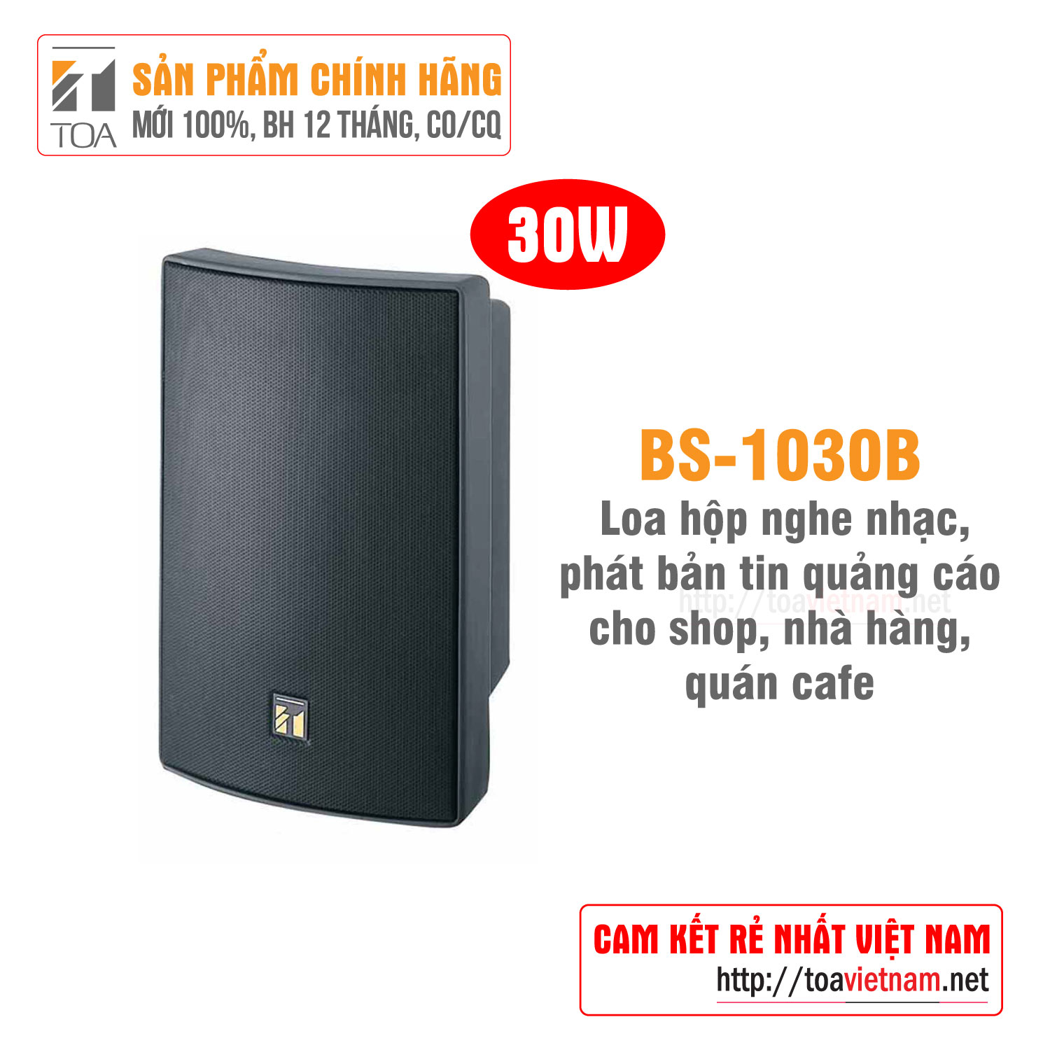 Loa hộp TOA BS-1030B loa nghe nhạc màu đen 30W - Hàng chính hãng