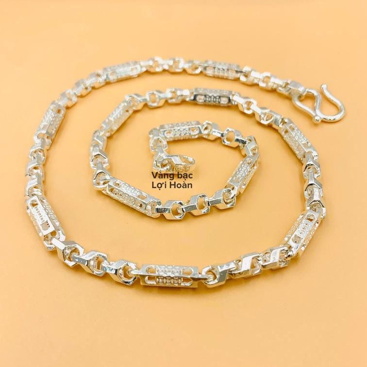 Dây chuyền bạc nam góc cạnh hình tròn rỗng, vòng cổ nam bạc ta nguyên chất Trang sức Lợi Hoàn