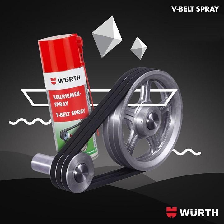 Bảo dưỡng dây curoa ô tô Wurth V-Belt Spray 400ml, xe mô tô phân khối lớn, động cơ có dây cu - roa