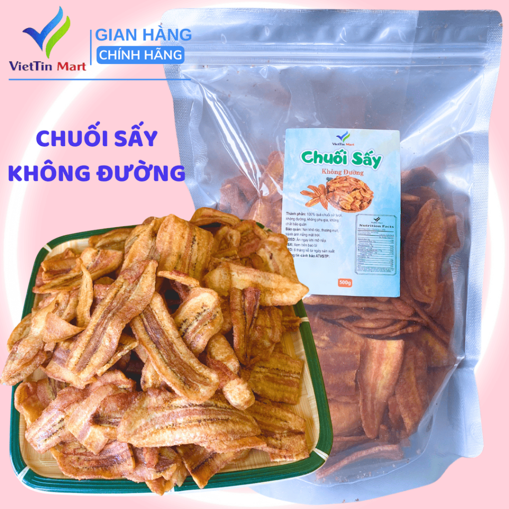 Chuối Nâu Sấy Giòn Không Đường VIETTIN MART