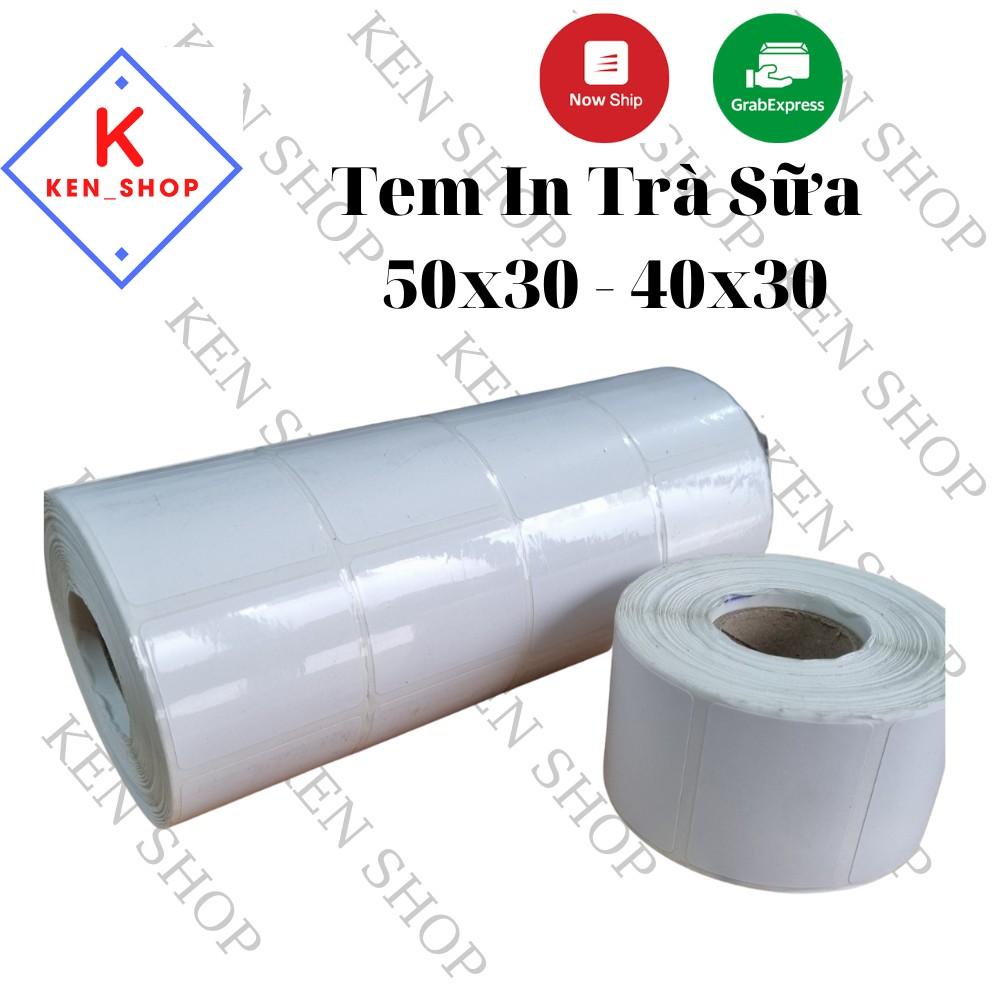 Giấy in tem trà sữa 50x30 (950 tem), 40x30 ( 800 tem) decal nhiệt, giấy in tem dán trà sưa, trà chanh